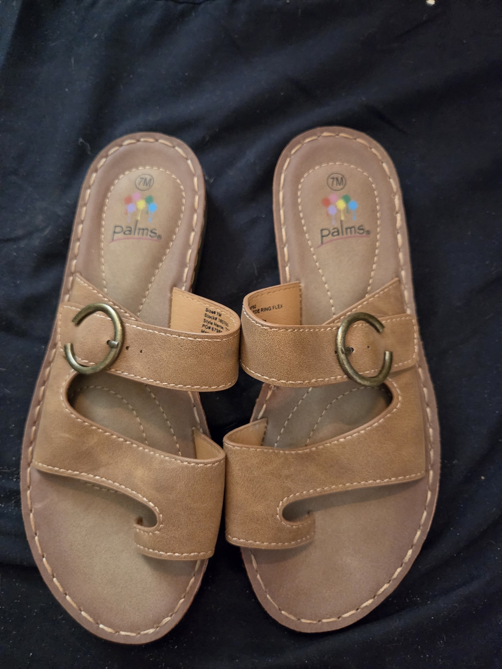 Palms Women's Tan Buckle Slide Sandals